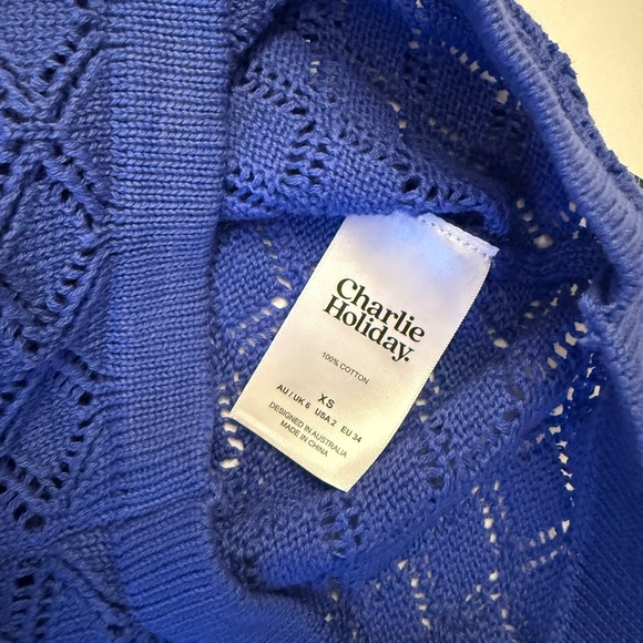 Anthro Charlie Holiday NWT XS Blue Knit Tank Top - Picture 4 of 10